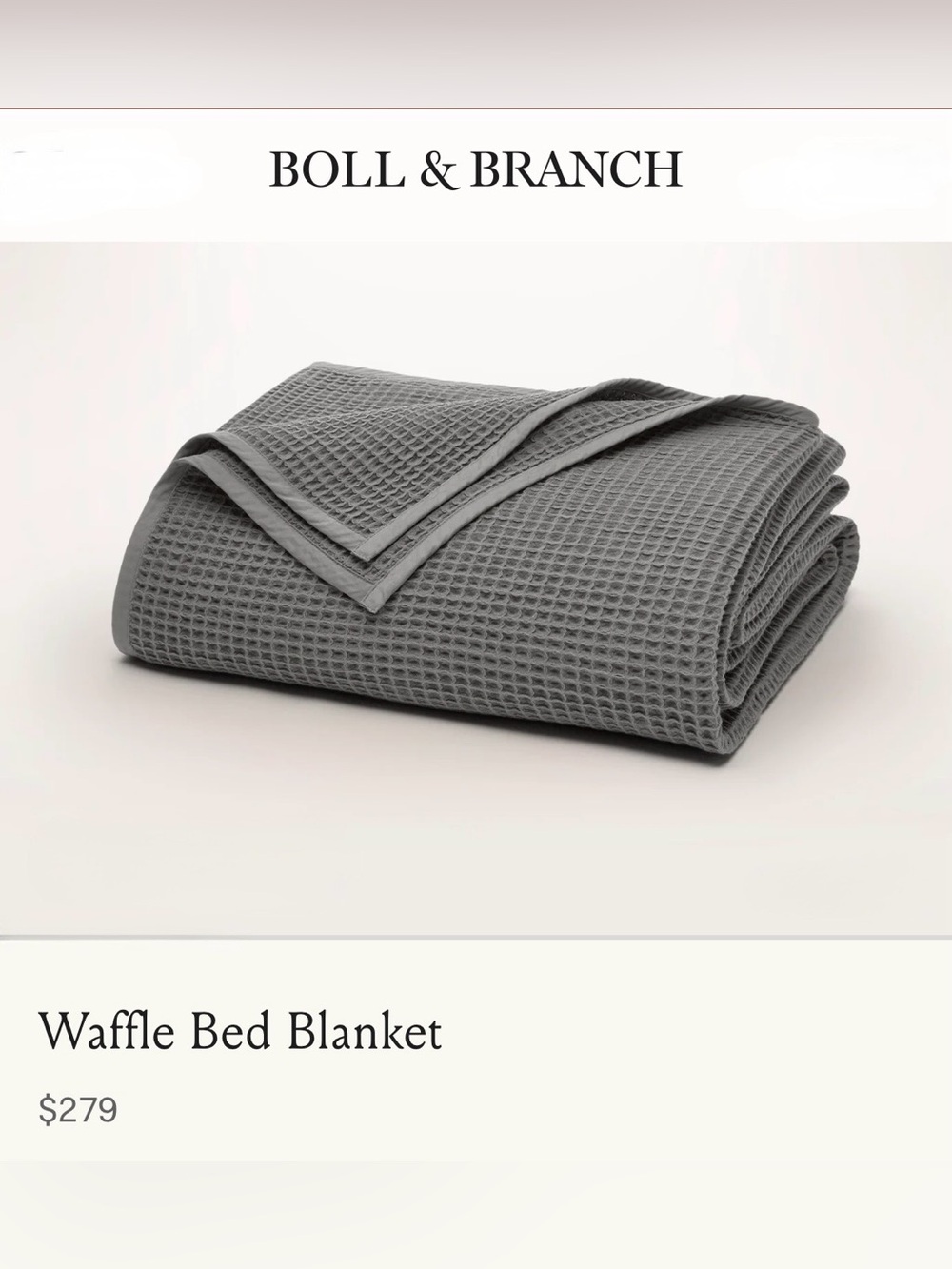 • BOLL & BRANCH • Waffle Bed Blanket • King|Cal. King • Color: STONE • NWOT •